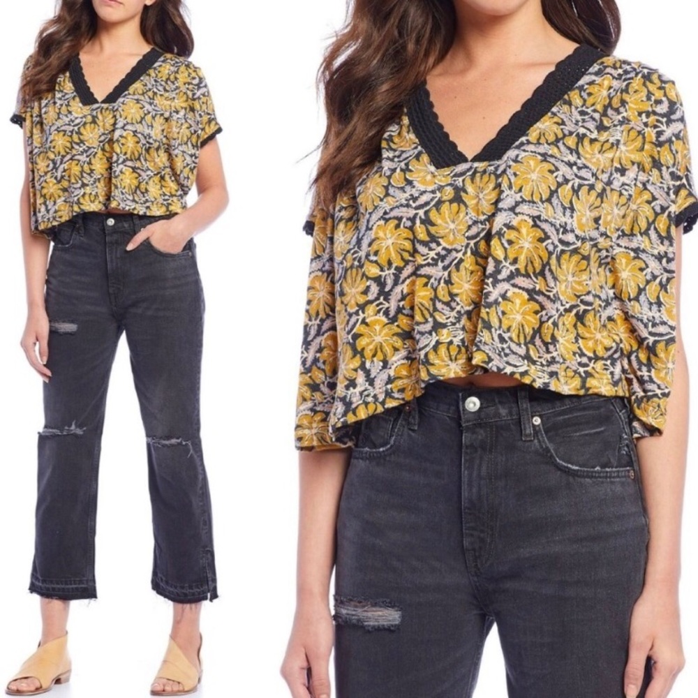 FP | NEW Leilani Print Crochet Lace Cropped Top